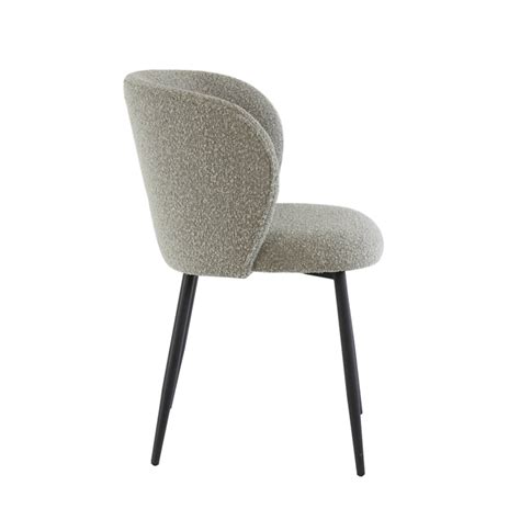 Dining Chair 56x55x79 Cm Elyna Bouclé Grey Brown Matt Black 6772927