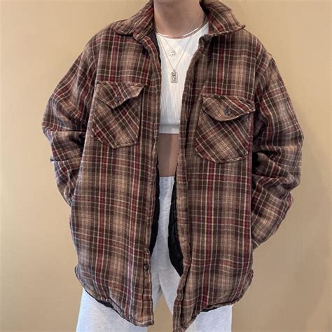 Vintage Brown Flannel Jacket •Size L •In great... - Depop