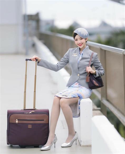 Asian Woman Asian Girl Air Hostess Uniform Flight Girls Flight