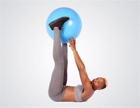 Ab Exercise Woman Swiss Stability Ball Leg Lifts Workout Abs