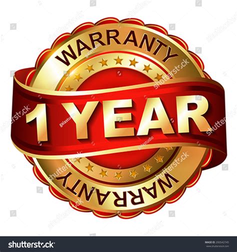 Year Warranty Golden Label Ribbon Stock Vector Royalty Free