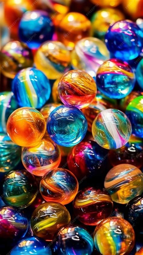 Premium Ai Image Shiny Colorful Of Glass Marbles Generative Ai