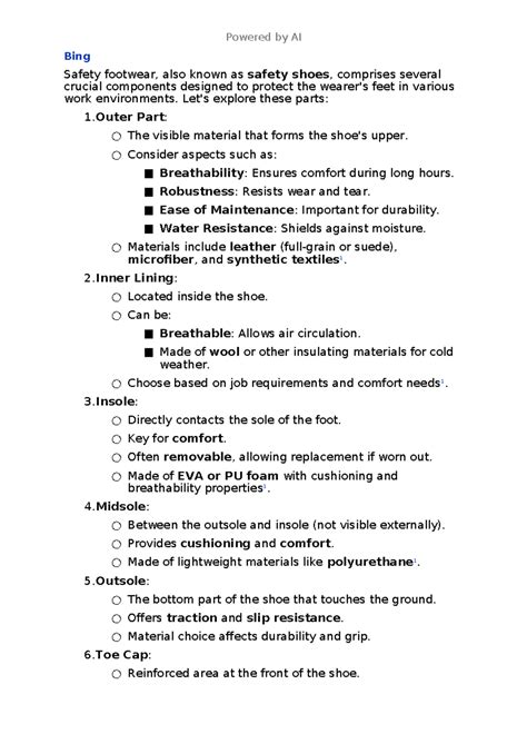 Parts Of A Safety Shoe Powered By Ai Bing Safety Footwear Also Known
