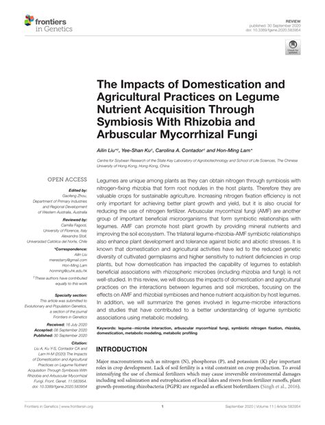 Pdf The Impacts Of Domestication And Agricultural Practices On Legume