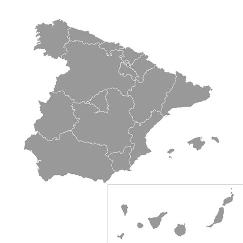 España regiones mapa con Islas Canarias ilustración vectorial Vector