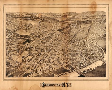 Map of Schenectady New York NY. 1882. Vintage restoration