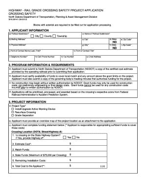 Fillable Online Dot Nd Nddot Railroad Crossing Fact Sheets Form Fax