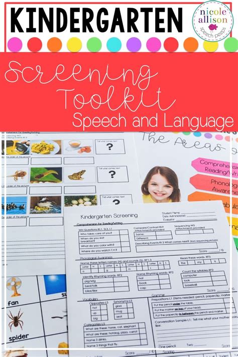 Screening Toolkit For Kindergarten Speech And Language English