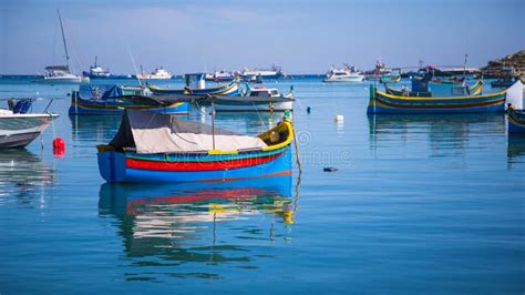 Typical Luzzu Colorful Fishing Boats Of Valletta Malta Stock Image