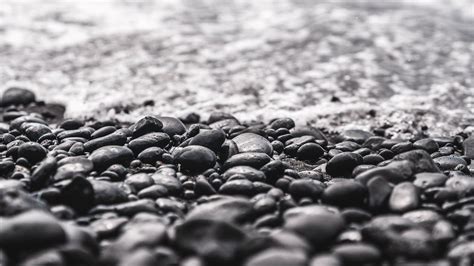 Pebbles near Water in Black and White · Free Stock Photo