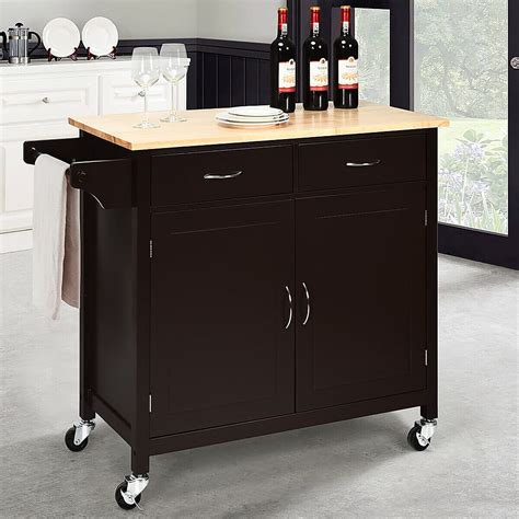 Costway Modern Rolling Kitchen Island Cart Wood Top Storage Trolley