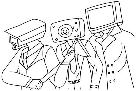 Cameramen Speakerman TV Man Coloring Page Free Printable Coloring Pages