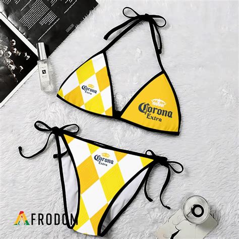Diamond Pattern Corona Extra Triangle Bikini Set Afrodom