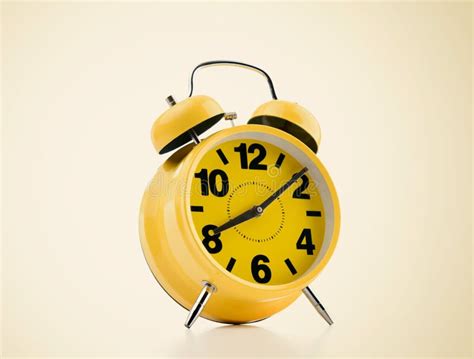 Yellow Alarm Clock On Background Time To Wake Up Stock Photo Image