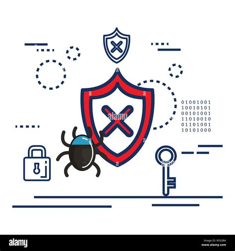 Data Center Security With Shield Vector Illustration Design Stock