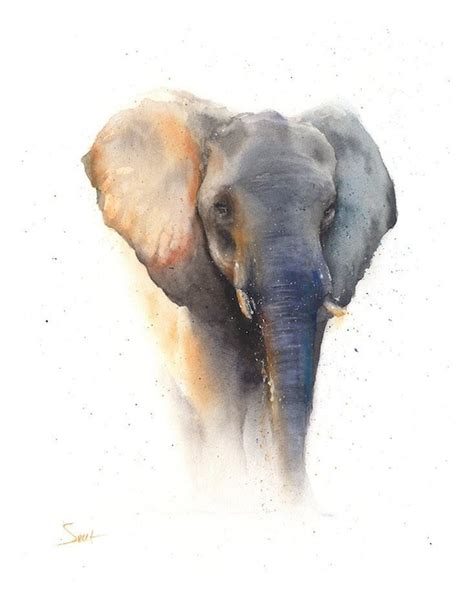 Watercolor Elephant Painting Art Print by Eric Sweet - Etsy