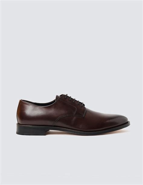 Leather Men S Shoe With Derby Lace Up In Brown Hawes Curtis Uk