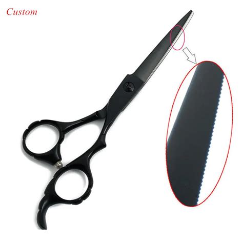 Custom LOGO Japan Serrated Blades Hairdressing Scissor Laser Wire Hair