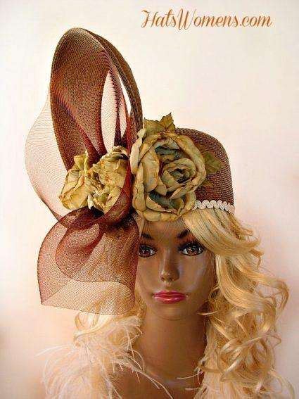 Taupe Beige Brown Tan Couture Fashion Designer Pillbox Hat Church Hats