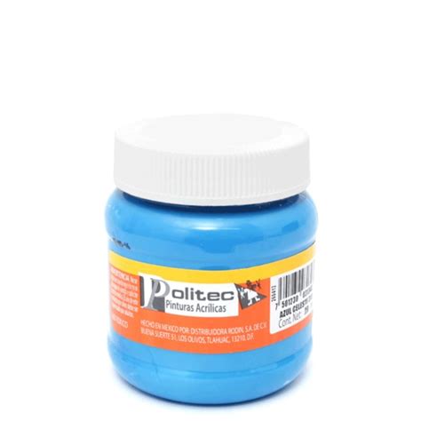 Pintura Acrílica Politec 313 Azul Celeste 1 Pieza 100 Ml Office Depot