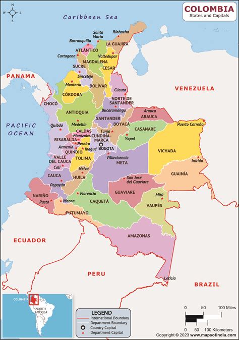 Colombia Departments And Capitals List And Map List Of Departments