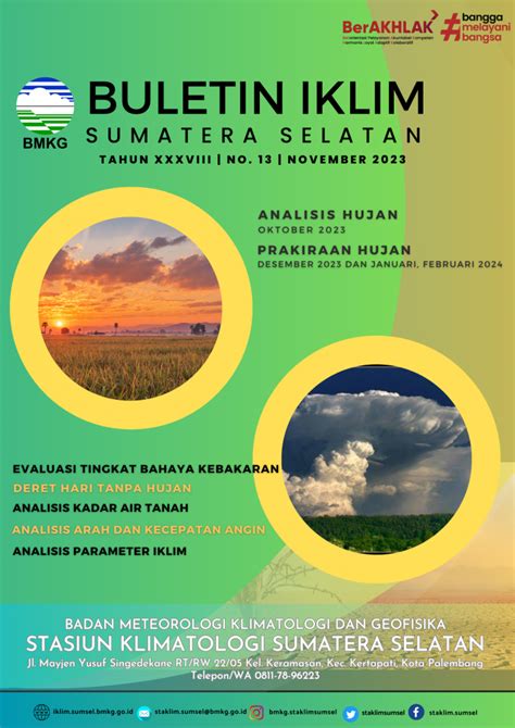 Buletin Prakiraan Hujan Bulanan Stasiun Klimatologi Sumatera Selatan