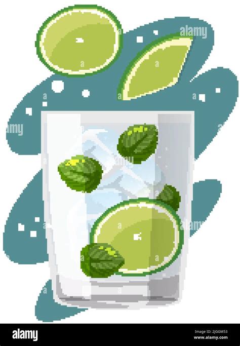 Gin And Tonic Coctail In A Glass Illustration Stock Vector Image And Art Alamy