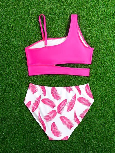 Shein Teen Girls Random Tropical Print Cut Out Bikini Swimsuit Shein Usa