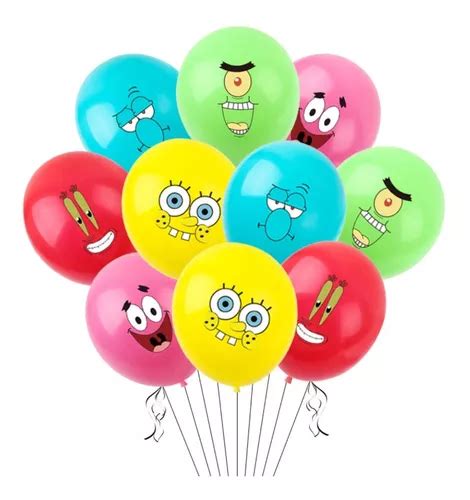 Paquete De 10 Globos Con Diseño De Bob Esponja Y Amigos Meses sin interés