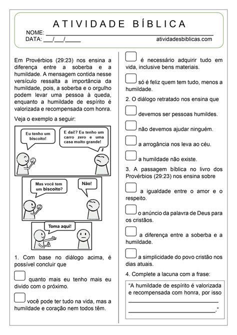 Atividades Sobre Humildade Para Imprimir Atividades B Blicas