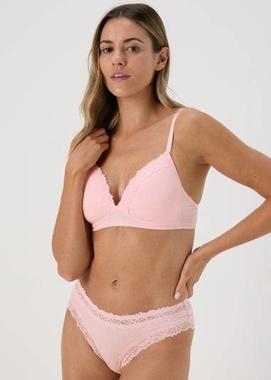 2 Pack Pink Marl Ribbed Bralette Matalan