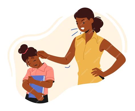 Premium Vector Scene Of Mother Yelling At Crying Daughter Depicting