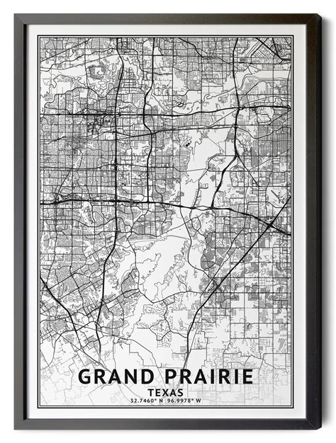 Grand Prairie Texas Map Black And White Coordinates Map Of Grand