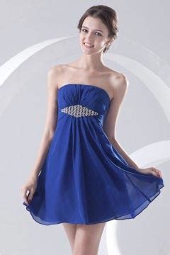 Robe Chic Bleu Courte Bustier Orn E De Strass Pour Mariage