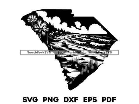 South Carolina State Outline With Landscape Design Svg Png Dxf Eps Pdf