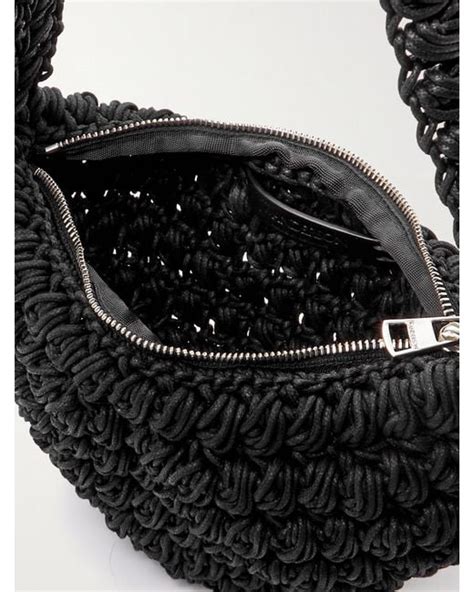 Jw Anderson Popcorn Leather Trimmed Crocheted Cotton Shoulder Bag In