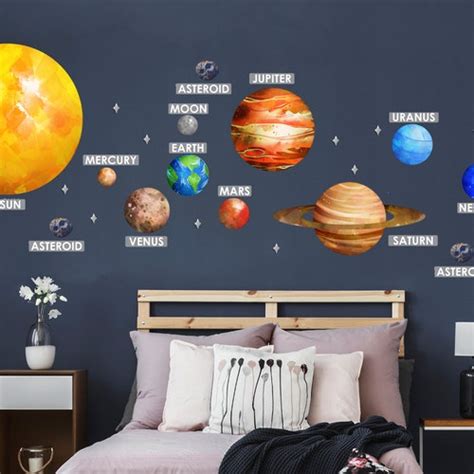 Space Wall Decal Realistic Planets Solar System Solar System Etsy