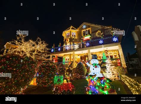 Christmas Lights Glow In Dyker Heights In Brooklyn New York City On