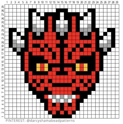 Darth Maul Pattern #29x29 | Pixel art grid, Easy pixel art, Minecraft ...