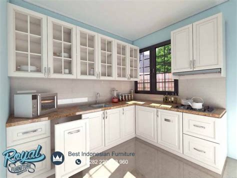 Design Kitchen Set Klasik Putih Duco Model Terbaru Royal Furniture Jepara