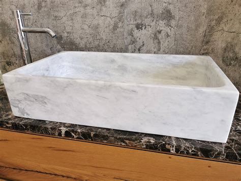 Lavabo Appoggio In Marmo Carrara Finitura Opaca Misura X Cm