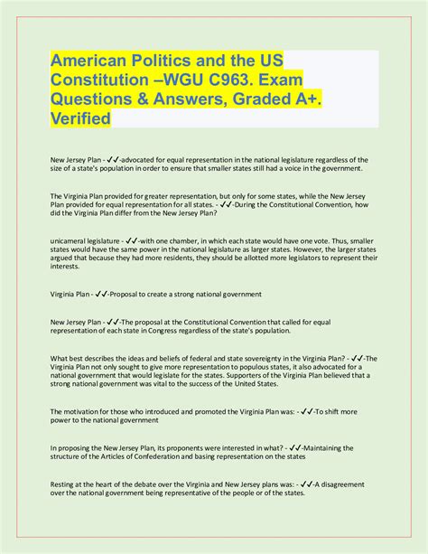 American Politics And The US Constitution C963 WGU Terms And