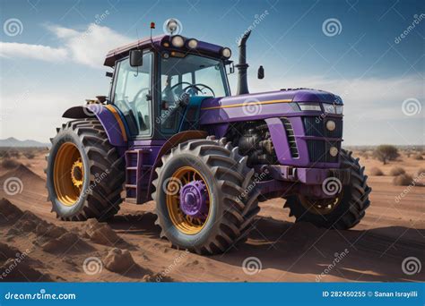 Tractor En El Desierto Ai Generativo Stock de ilustración