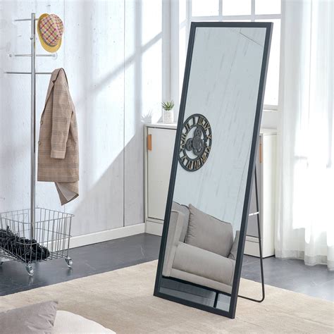 Wood Floor Mirror, 65"x 23" Sudica Thick Wooden Frame Full Body Mirror ...