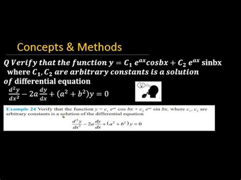 Verify That The Function Y C1e Ax Cos Bx C2 E Ax Sin Bx Where C1