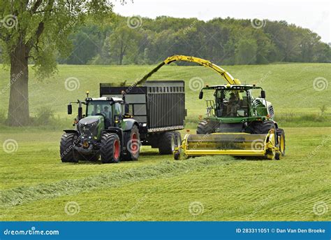 Forage Harvester Claas On Maize Cutting For Silage In Field Self