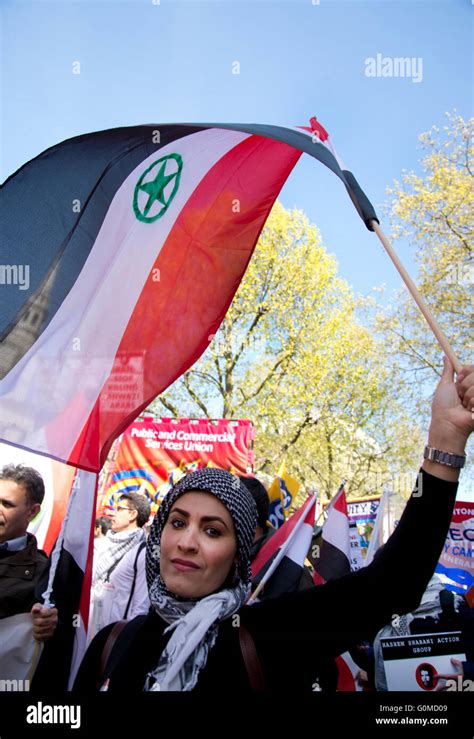 Clerkenwell.International workers Day. A woman from an Iranian ...