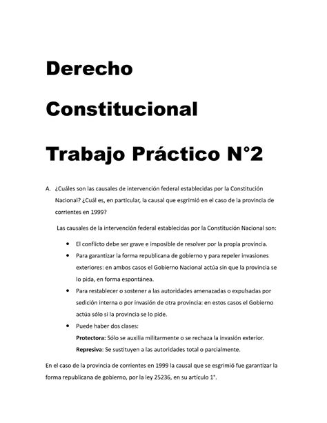 Tp 2 derecho constitucional Derecho Constitucional Trabajo Práctico N