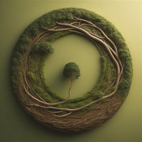 Premium Photo A Green Circle With Trees And Roots That Are Surrounded