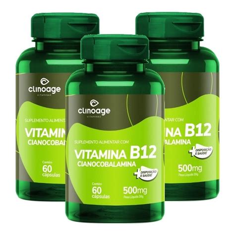 Clinoage Kit 3 Vitamina B12 Cianocobalamina 60caps Metabolis Shopee